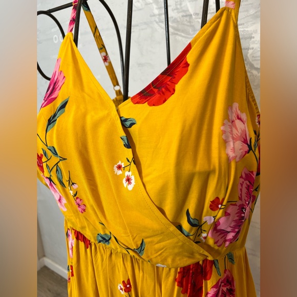NWT Old Navy Yellow floral sun dress elastic shirring empire waist XL - Picture 4 of 7